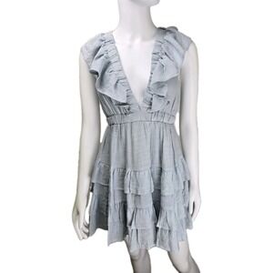 Hyfve babydoll fluttersleeve ruffle mini dress light blue  S Small Fairy Crinkle